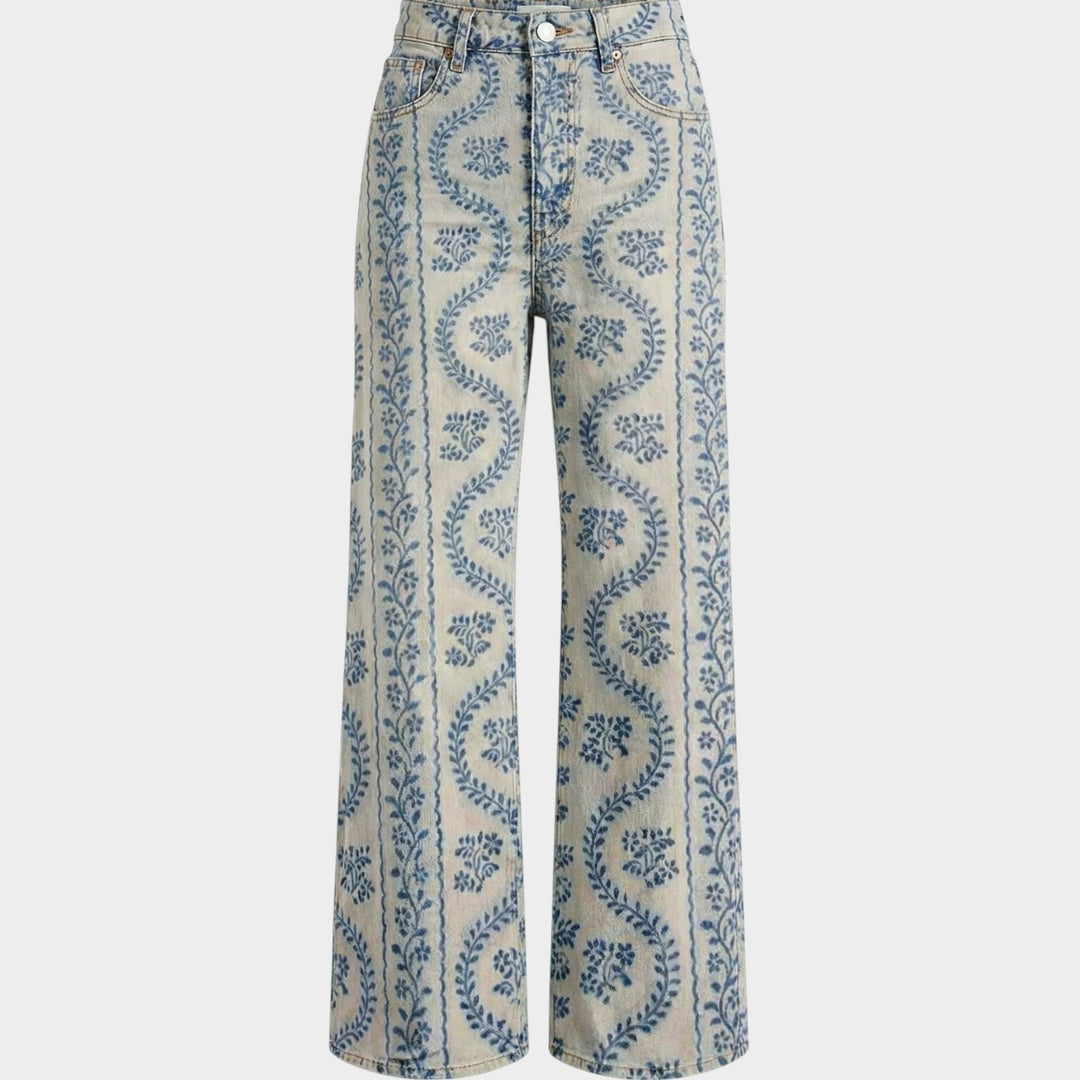 Fashion Jeans with Eye-Catching Floral Print