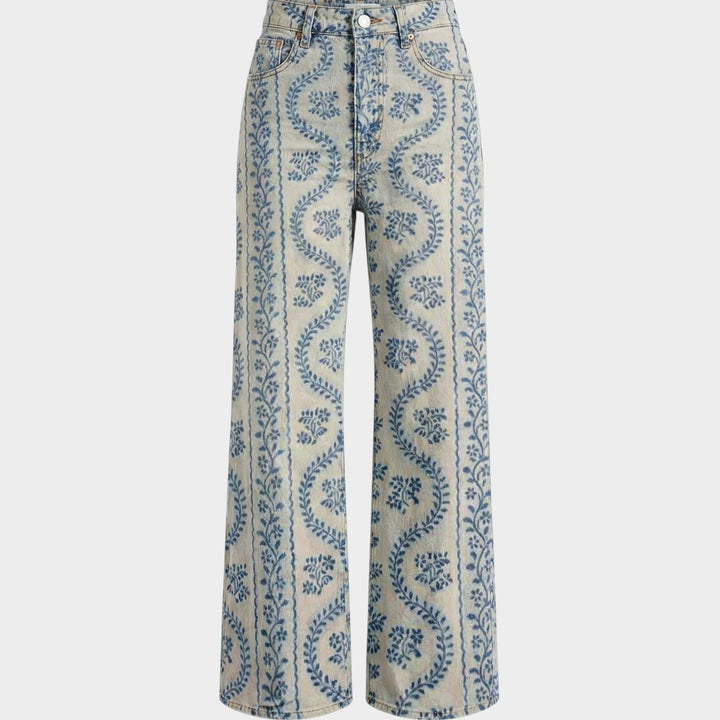 Fashion Jeans with Eye-Catching Floral Print