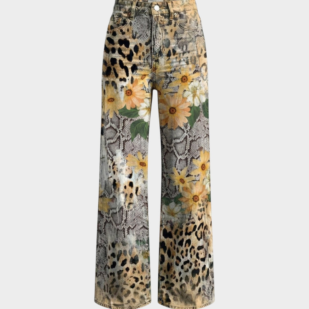 Fashion Jeans with Eye-Catching Floral Print