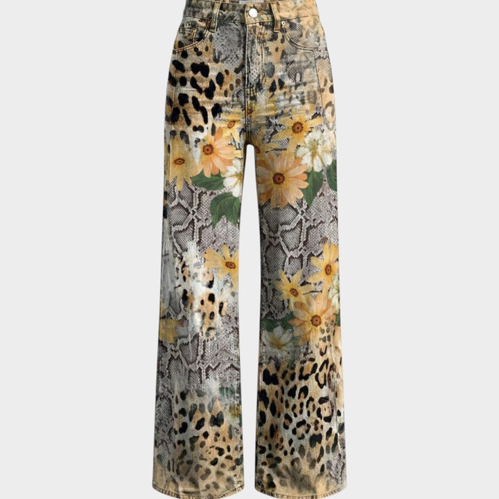 Fashion Jeans with Eye-Catching Floral Print