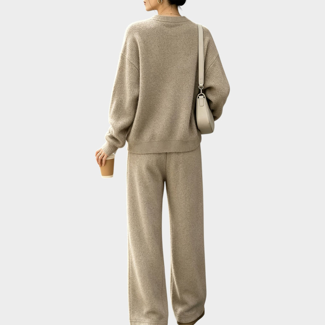 Women’s Knit Two Piece Set Oversized Sweater Wide Leg Pants