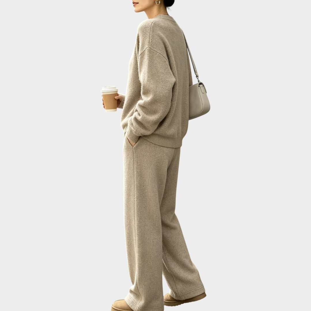 Women’s Knit Two Piece Set Oversized Sweater Wide Leg Pants