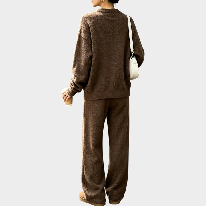 Women’s Knit Two Piece Set Oversized Sweater Wide Leg Pants