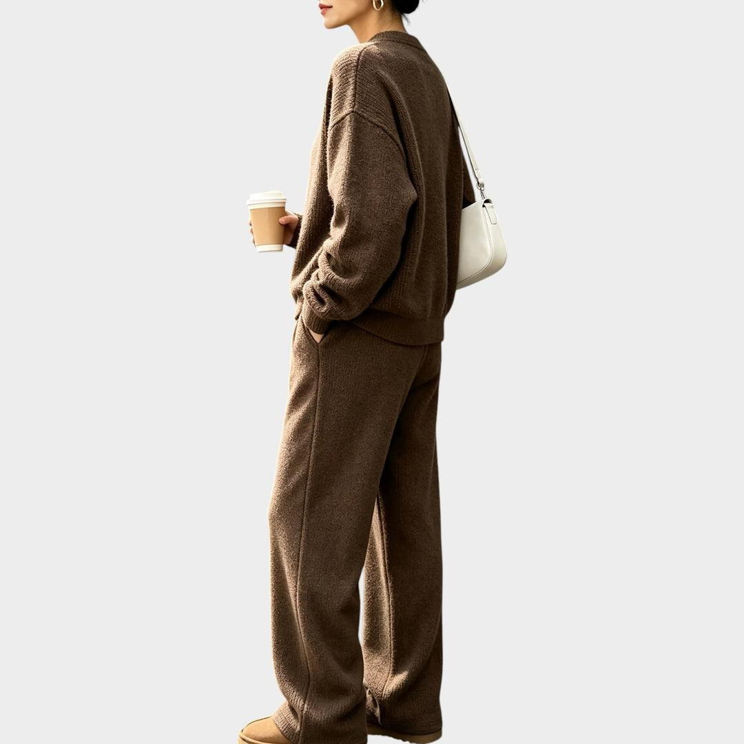 Women’s Knit Two Piece Set Oversized Sweater Wide Leg Pants