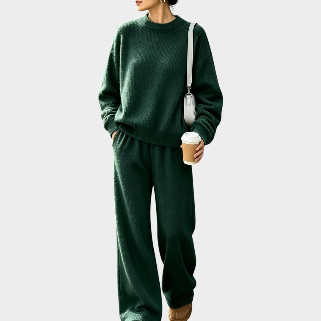 Women’s Knit Two Piece Set Oversized Sweater Wide Leg Pants