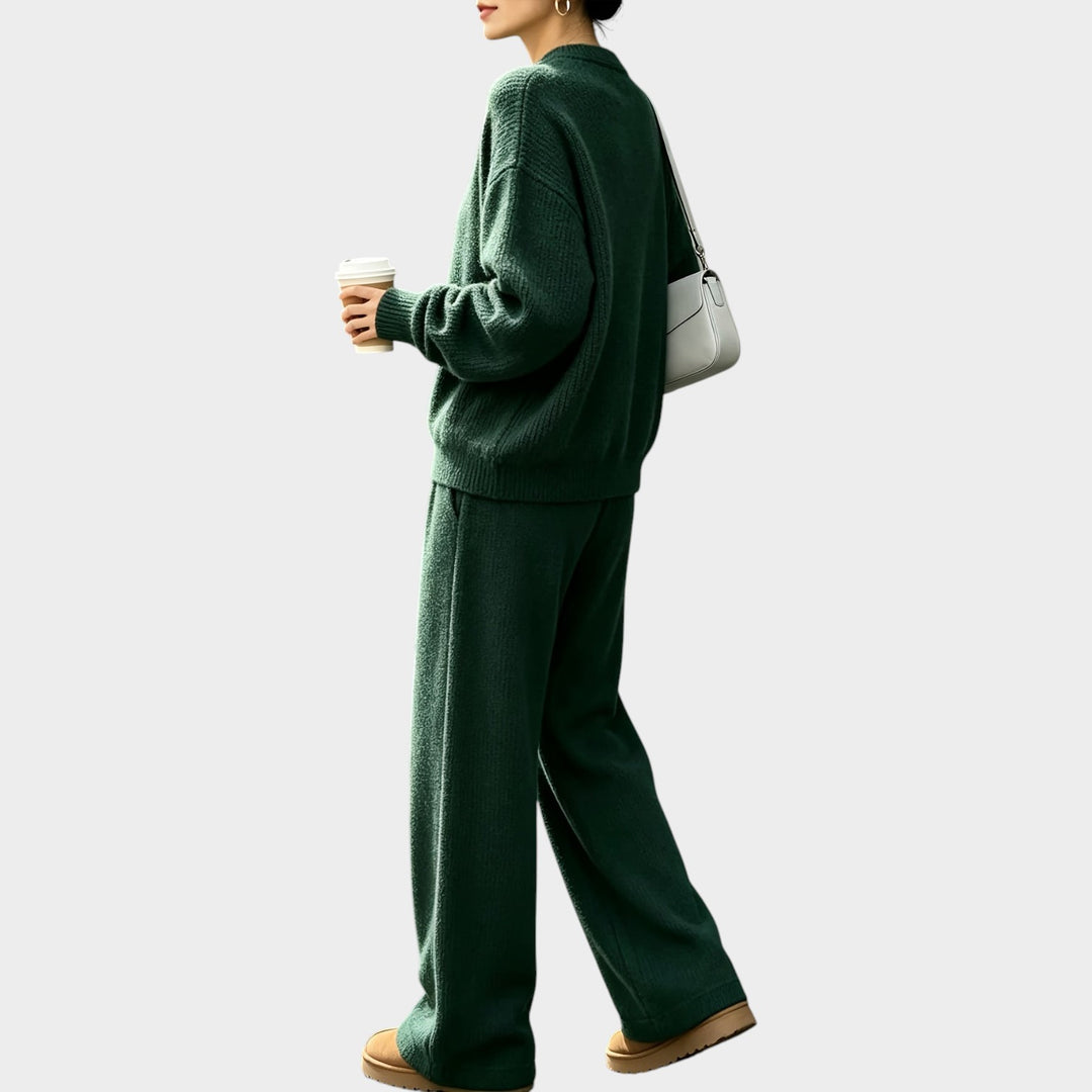 Women’s Knit Two Piece Set Oversized Sweater Wide Leg Pants