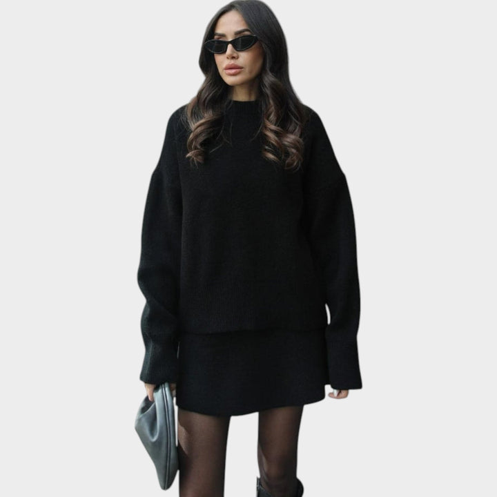 Women’s Two Piece Set Ribbed Knit Jumper and Skirt