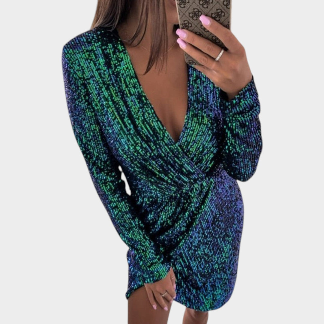Cocktail Ruched Sequin Mini Dress