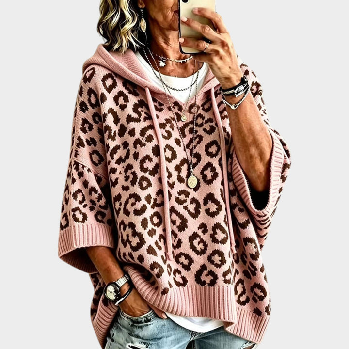 Women’s Knit Hoodie Leopard Print Casual Design