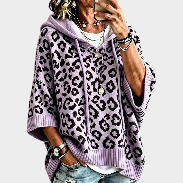 Women’s Knit Hoodie Leopard Print Casual Design
