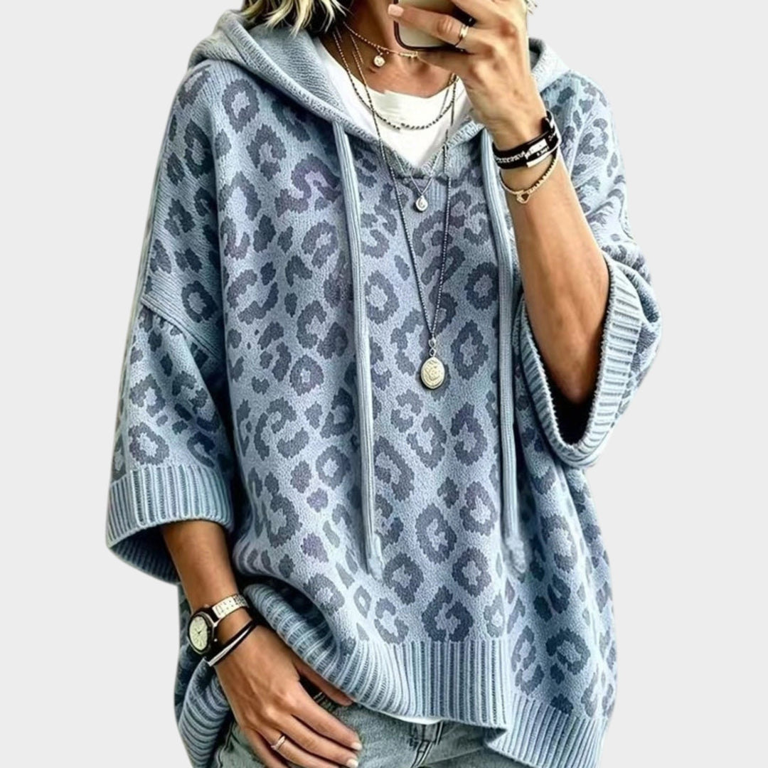Women’s Knit Hoodie Leopard Print Casual Design
