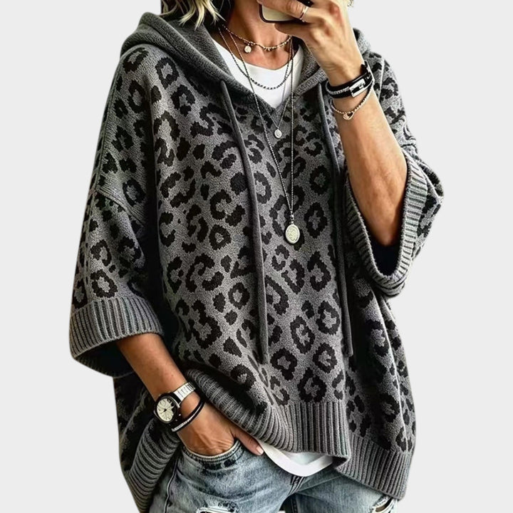 Women’s Knit Hoodie Leopard Print Casual Design