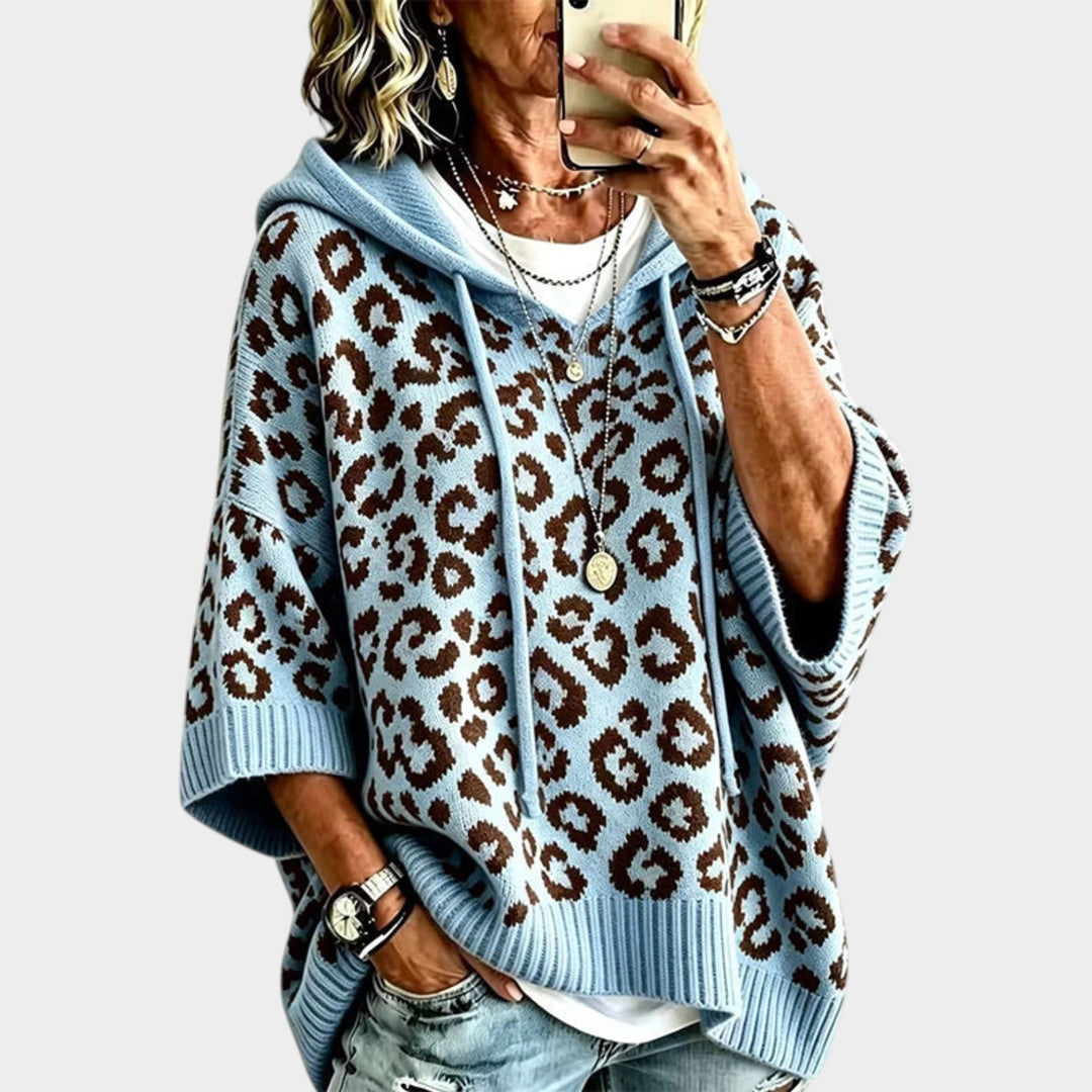Women’s Knit Hoodie Leopard Print Casual Design