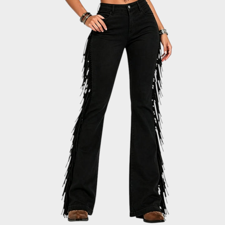 Women’s Flared Jeans Flared High Waisted Fringe Detail