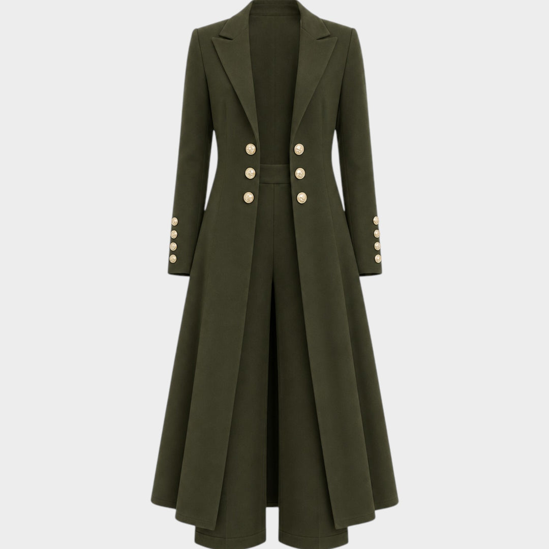 Women’s Two Piece Set Retro Coat Straight Leg Pants