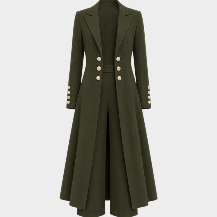 Women’s Two Piece Set Retro Coat Straight Leg Pants