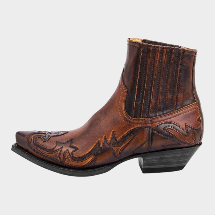 Leather Cowboy Boots | Western Ankle Boots with Pointed Toe