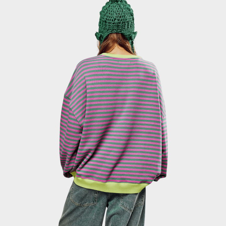 Women’s Sweater Striped Casual Crew Neck Oversized Fit