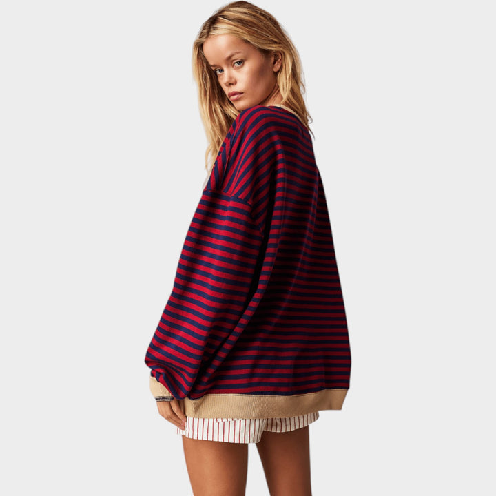 Women’s Sweater Striped Casual Crew Neck Oversized Fit