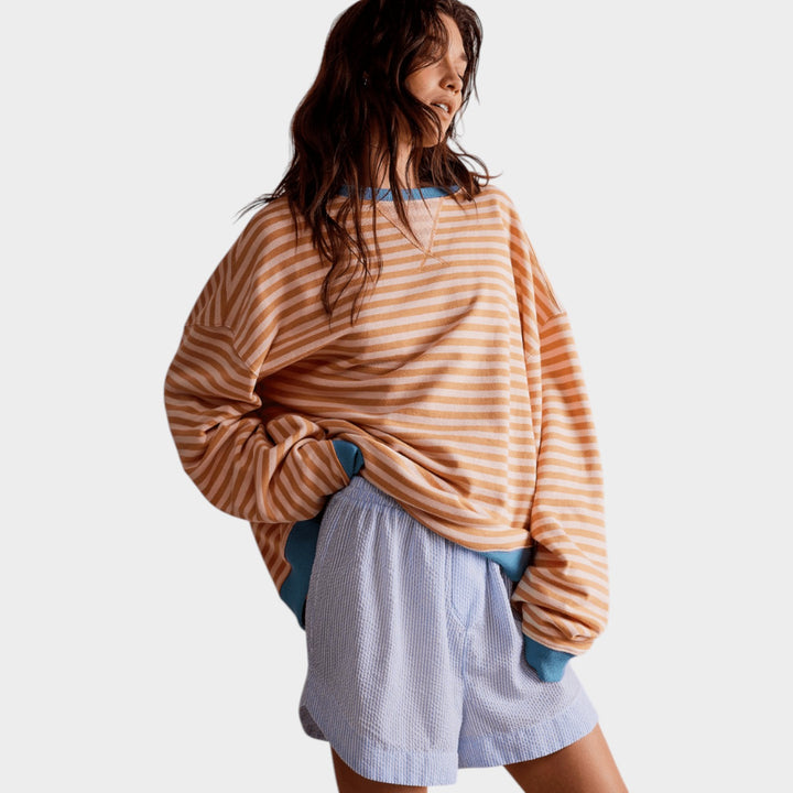 Women’s Sweater Striped Casual Crew Neck Oversized Fit