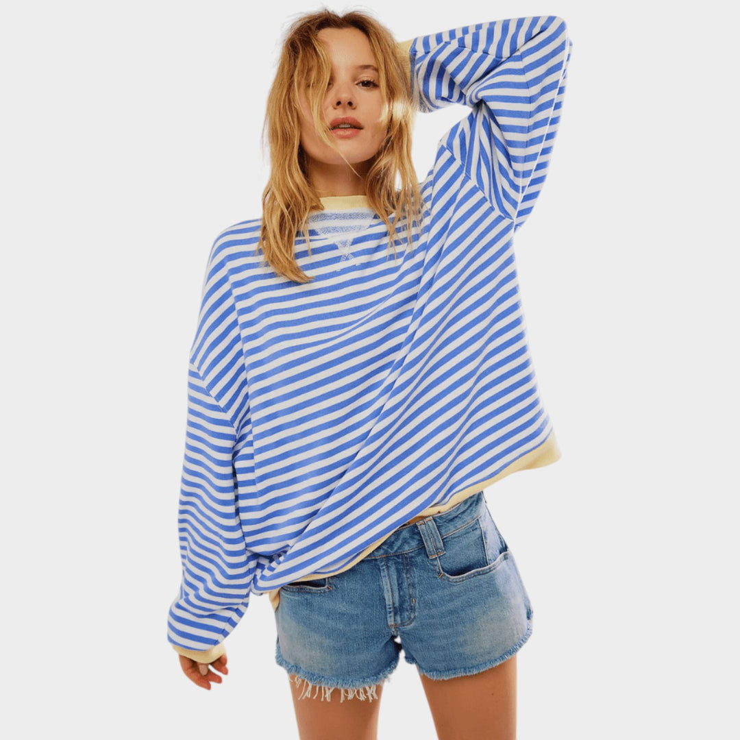 Women’s Sweater Striped Casual Crew Neck Oversized Fit