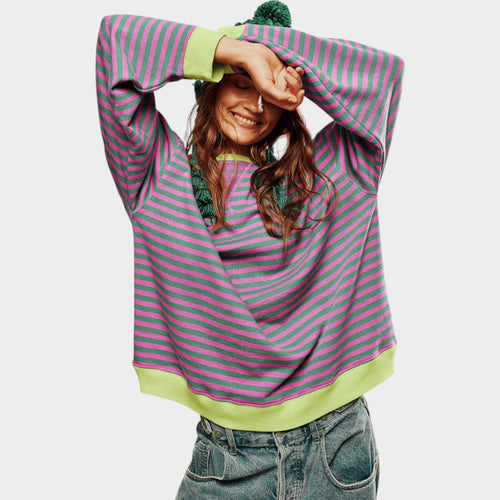 Women’s Sweater Striped Casual Crew Neck Oversized Fit