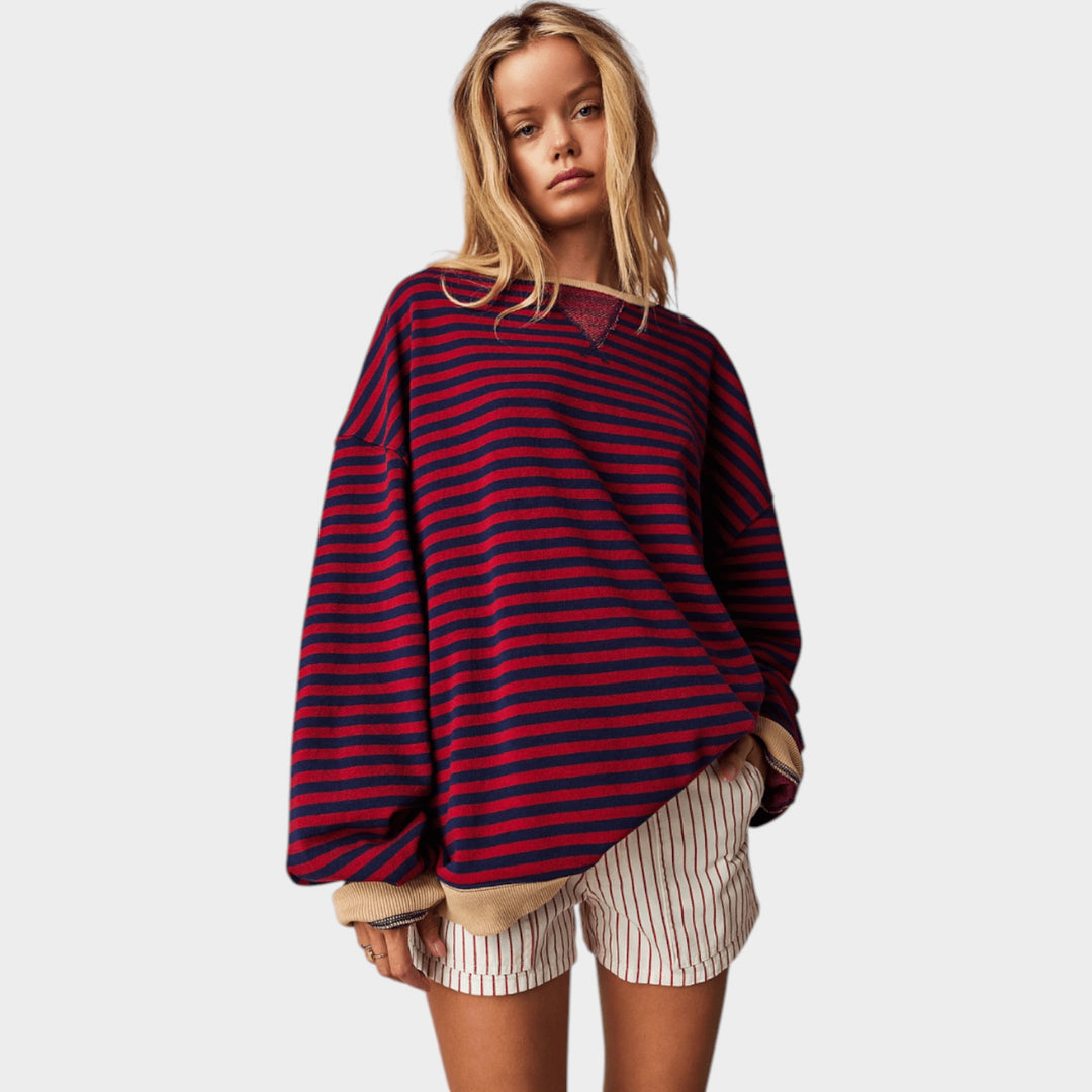 Women’s Sweater Striped Casual Crew Neck Oversized Fit