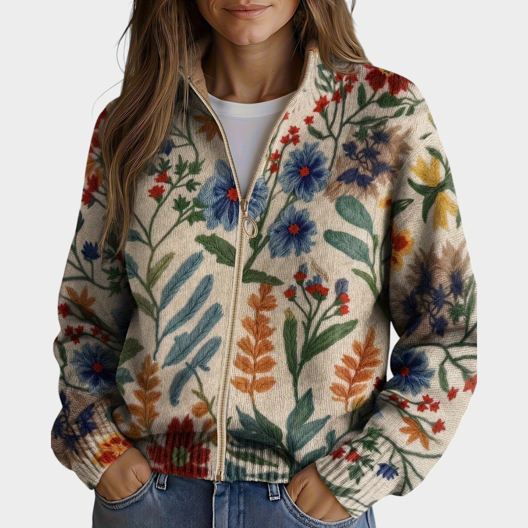 Women’s Zip Cardigan Floral Garden Knit Pattern