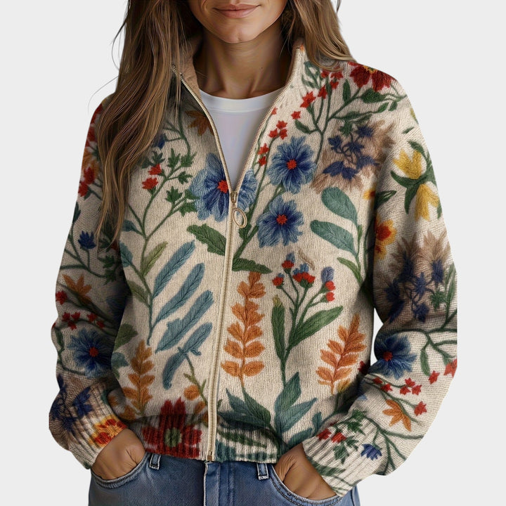 Women’s Zip Cardigan Floral Garden Knit Pattern