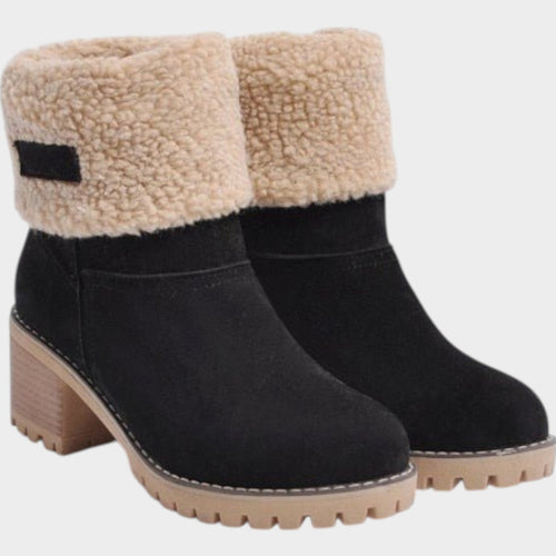 Women's Ankle Boots Sherpa Lined Chunky Block Heel