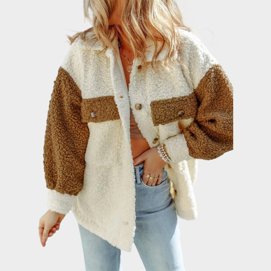 Women’s Sherpa Jacket Classic Button Closure