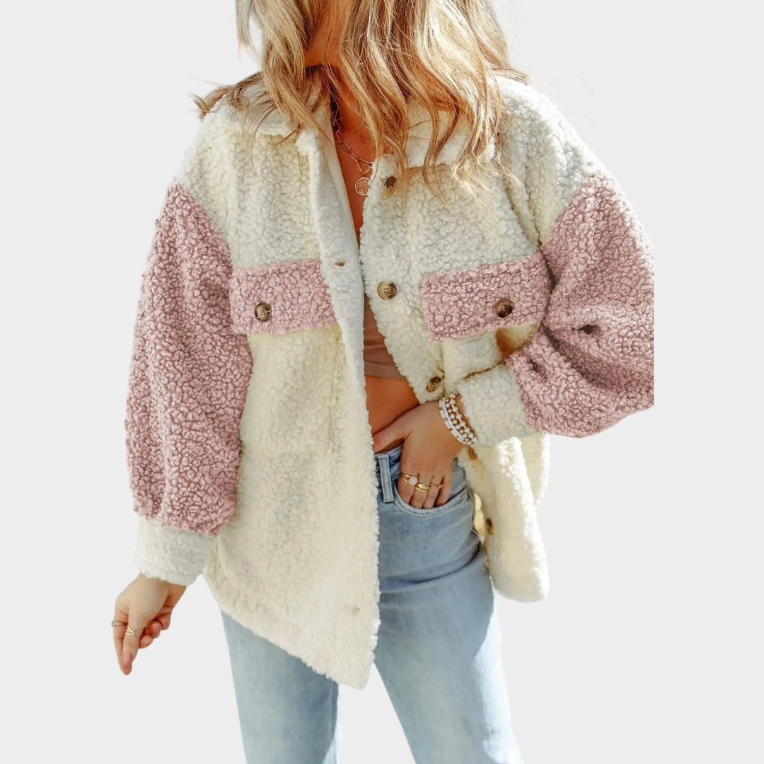 Women’s Sherpa Jacket Classic Button Closure