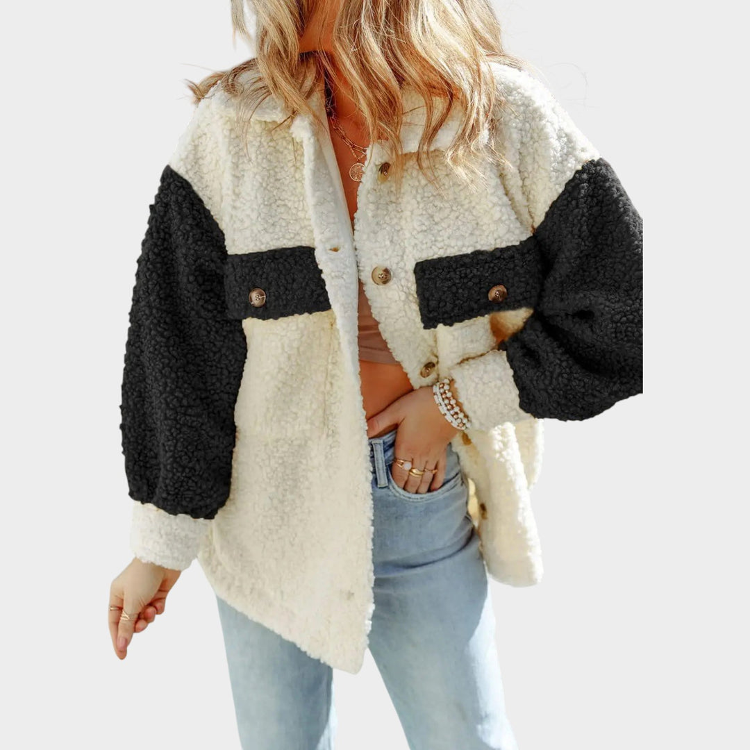 Women’s Sherpa Jacket Classic Button Closure