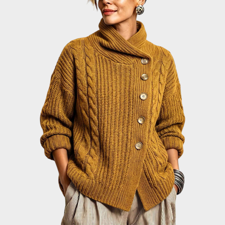Women’s Button Front Sweater Textured Cable Knit