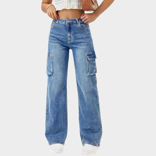 Women's Baggy Cargo Jeans Wide Leg Denim Design