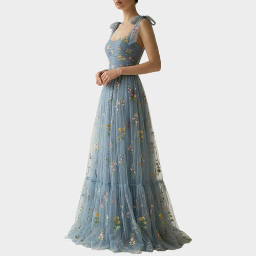 Women's Tulle Maxi Dress Elegant Evening Party Gown