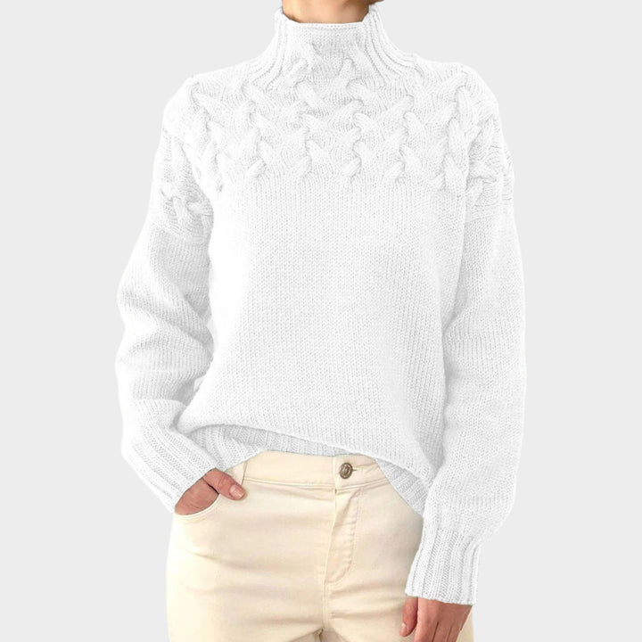 Women’s Cable Knit Turtleneck Sweater Cozy Comfortable Fit