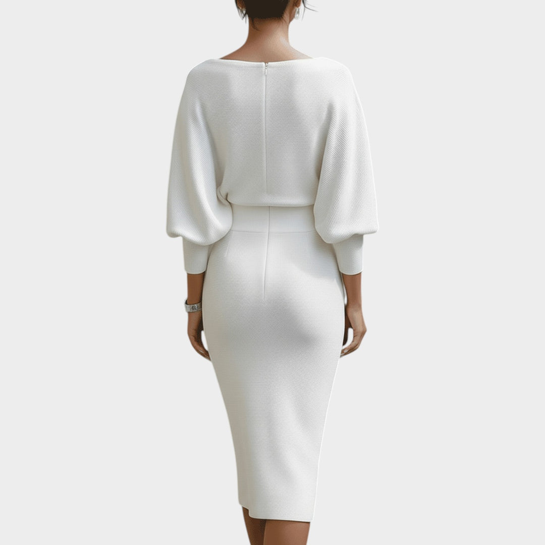Women’s Midi Formal Dress Ribbed Cowl Neck