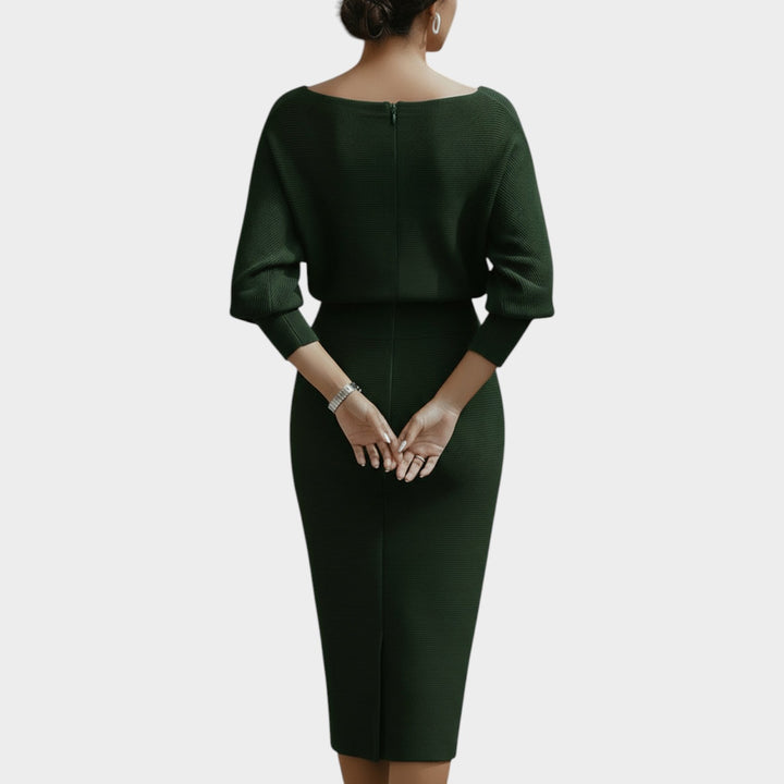 Women’s Midi Formal Dress Ribbed Cowl Neck