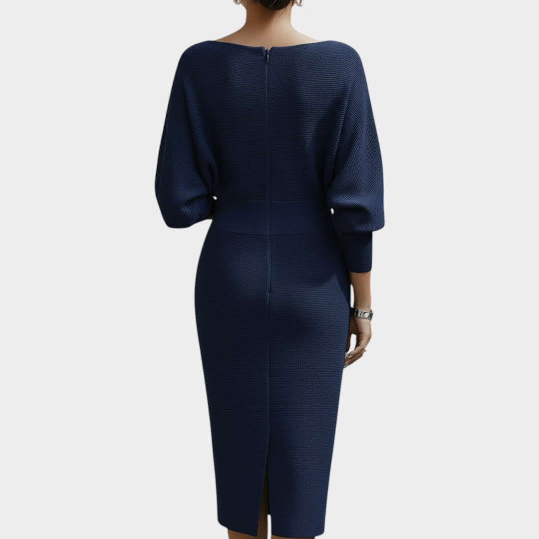 Women’s Midi Formal Dress Ribbed Cowl Neck