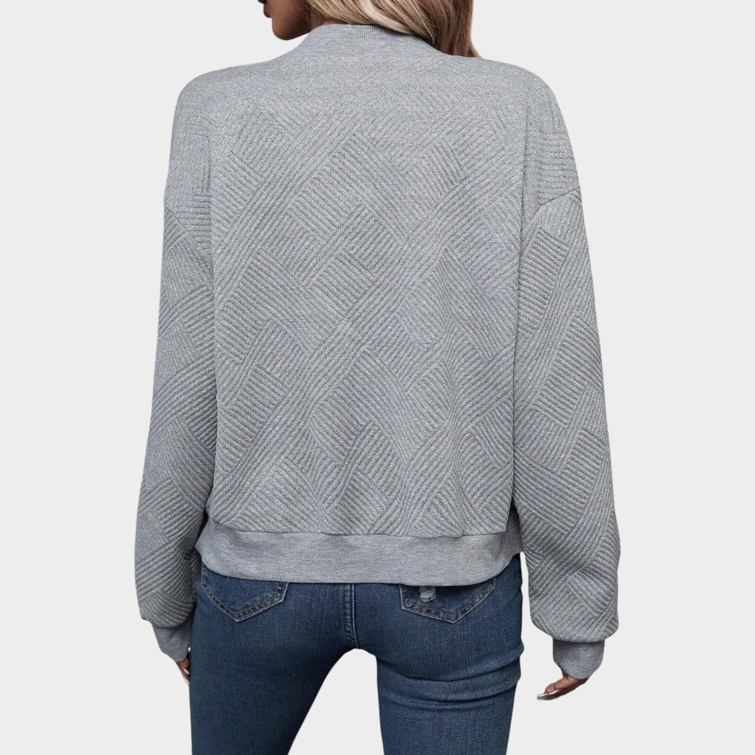 Women’s Bomber Jacket Casual Textured Zip Up Lightweight