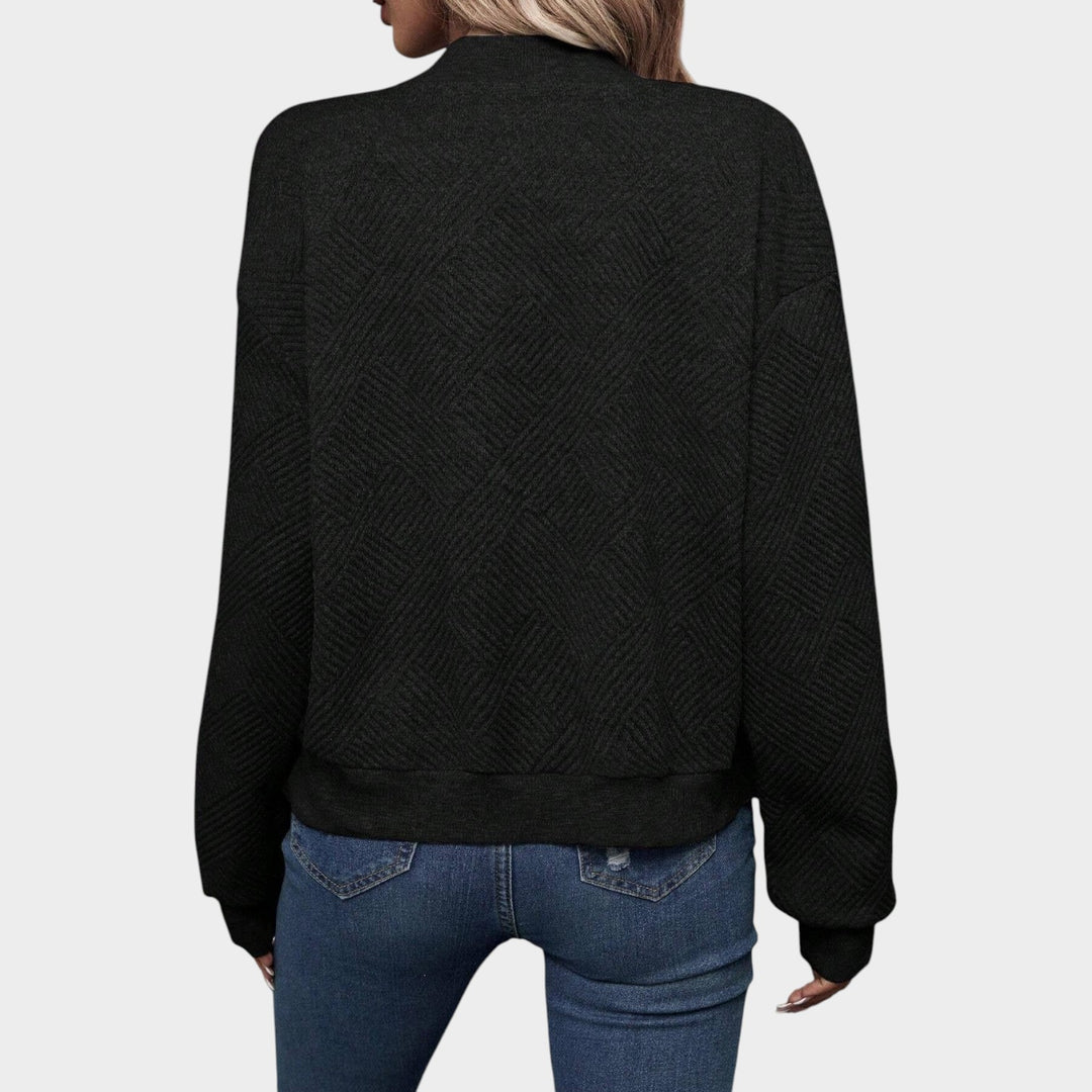 Women’s Bomber Jacket Casual Textured Zip Up Lightweight