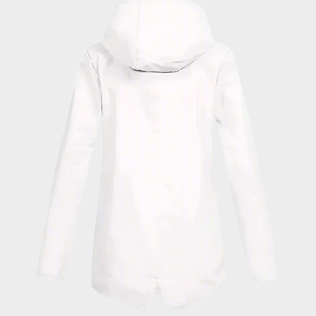 Women’s Waterproof Rain Jacket Hooded Longline Design