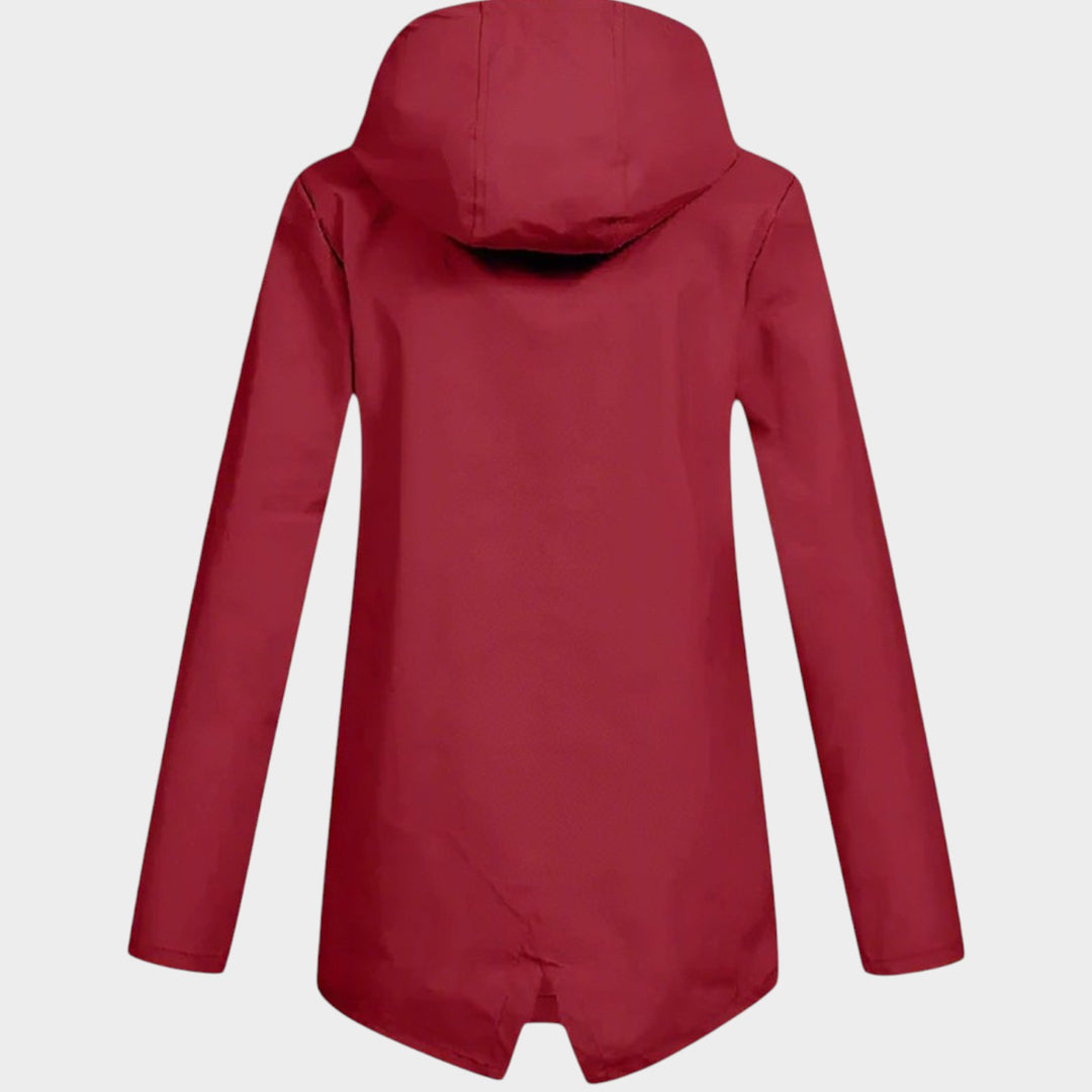 Women’s Waterproof Rain Jacket Hooded Longline Design