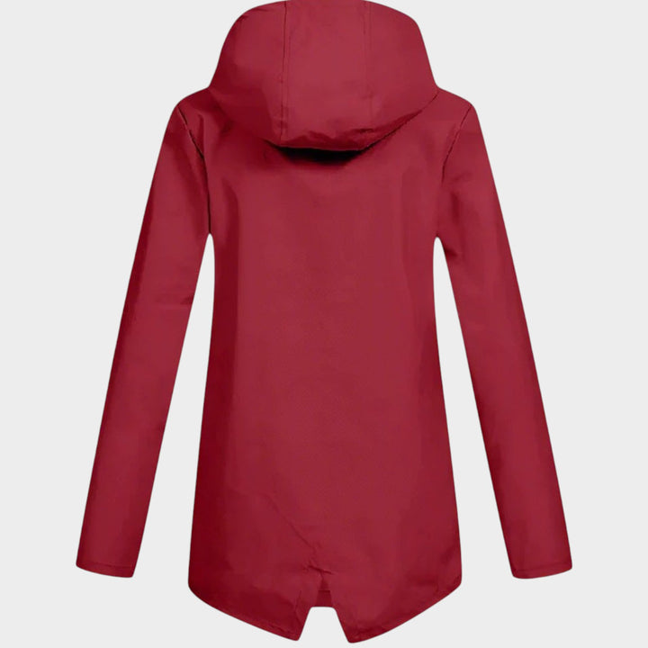 Women’s Waterproof Rain Jacket Hooded Longline Design