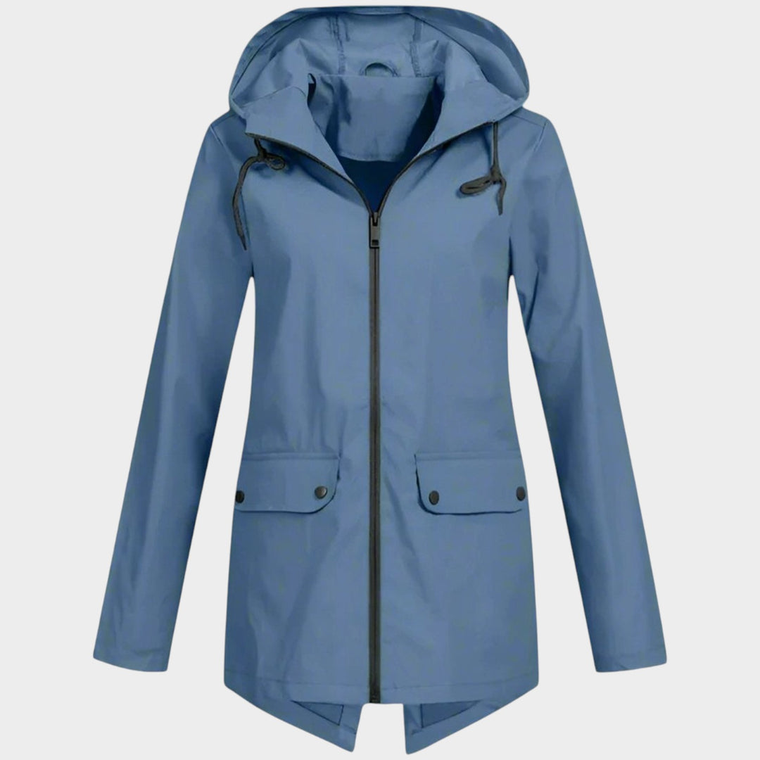 Women’s Waterproof Rain Jacket Hooded Longline Design