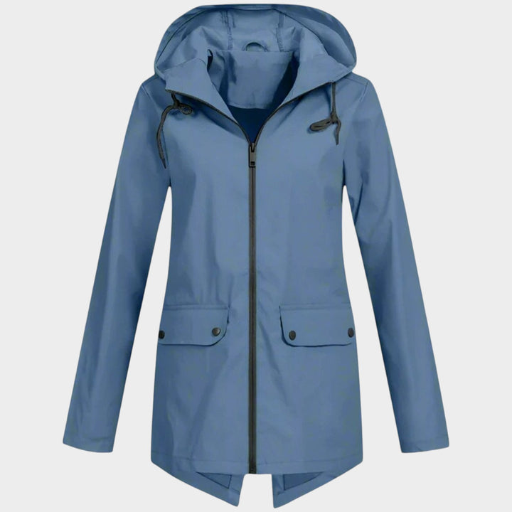 Women’s Waterproof Rain Jacket Hooded Longline Design