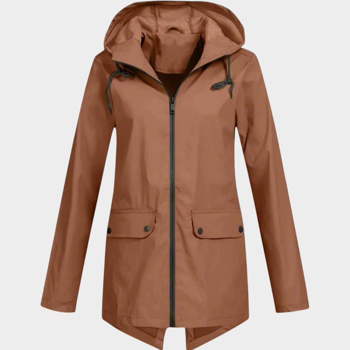 Women’s Waterproof Rain Jacket Hooded Longline Design