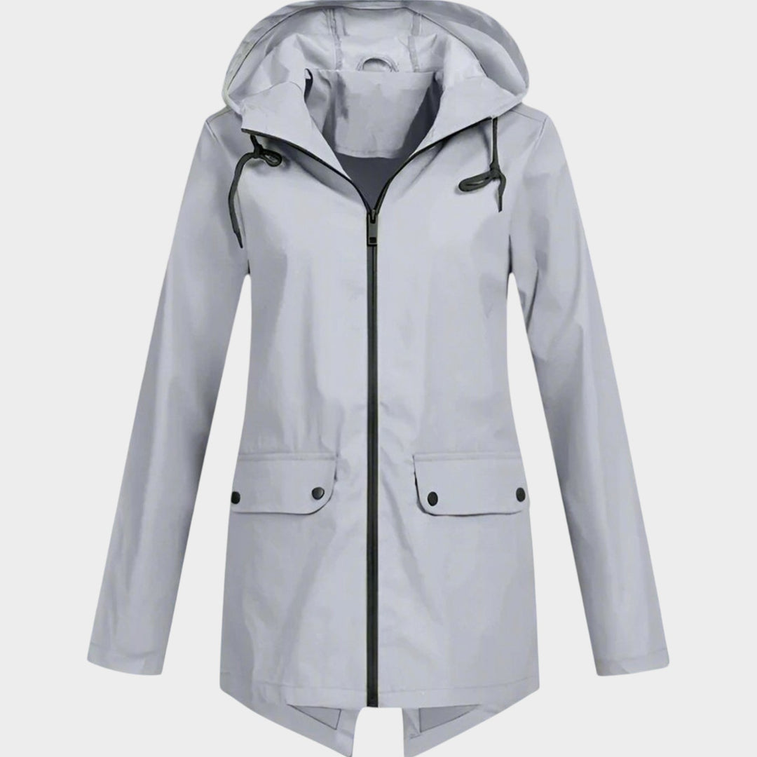 Women’s Waterproof Rain Jacket Hooded Longline Design