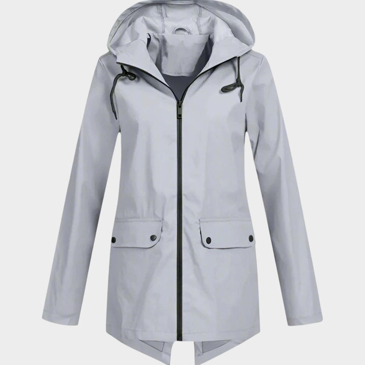 Women’s Waterproof Rain Jacket Hooded Longline Design